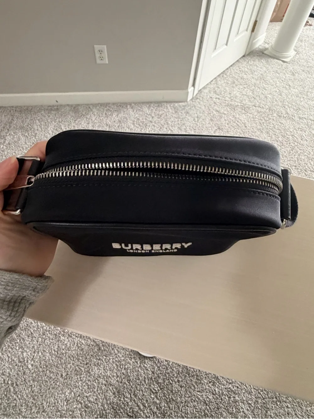 Burberry Black Messenger Bag with White Logo